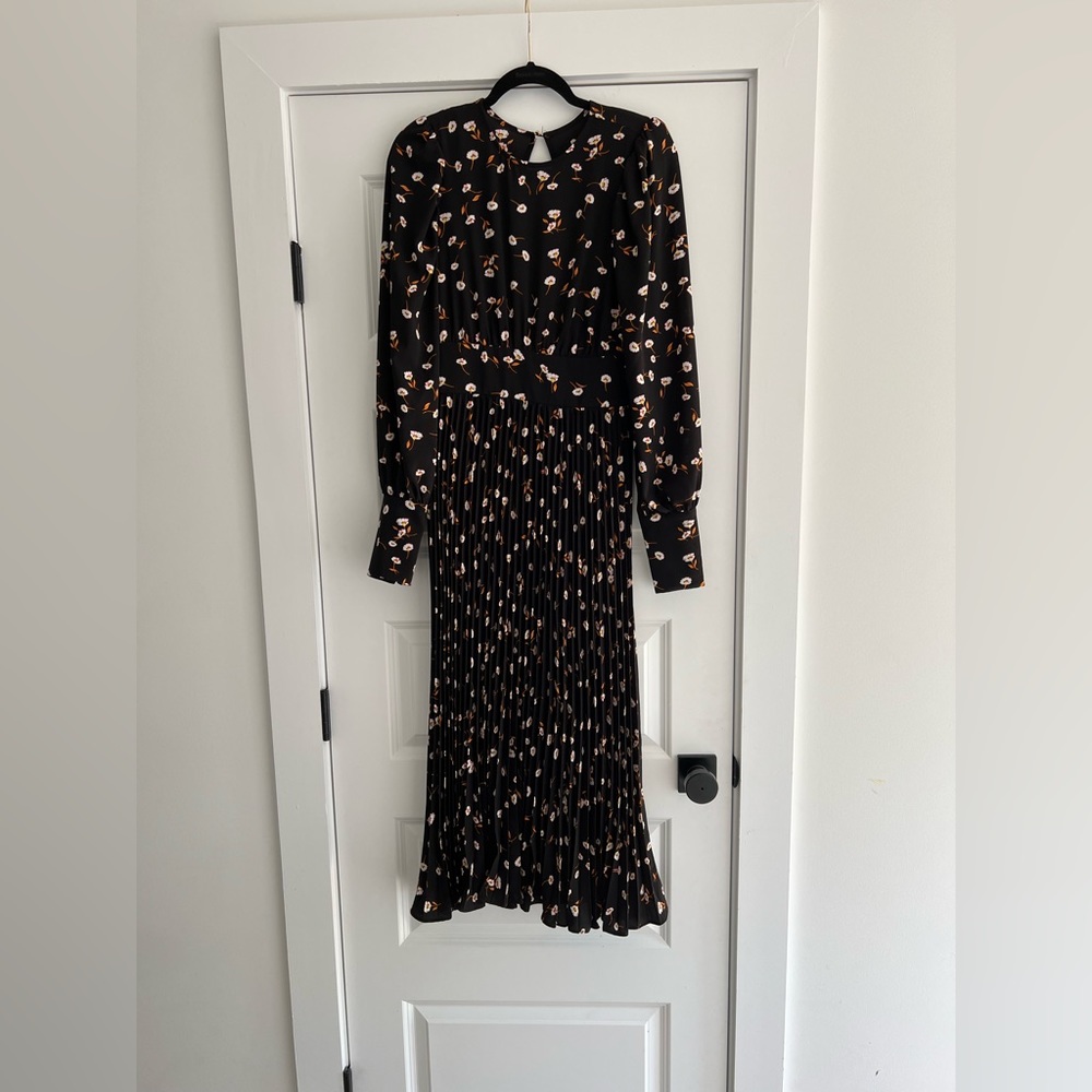 AFRM Pleated Floral Open Back Maxi Dress Sz Small